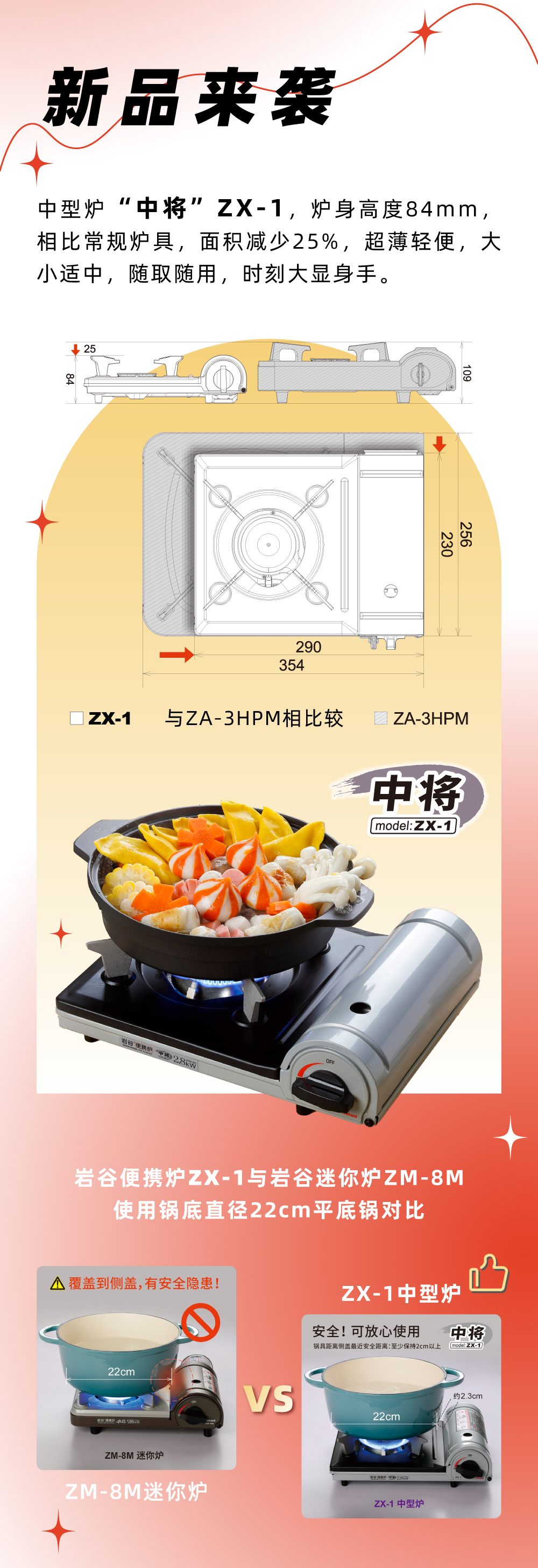 星空体育综合登录入口（中国）官方网站便携炉ZX-1，炉身高度84mm，相比常规炉具，面积减少25%，
超薄轻便，大小适中，随取随用，时刻大显身手。